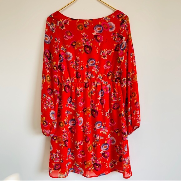 ANTHROPOLOGIE Needle & Thread Red Floral Dress S - Picture 5 of 5